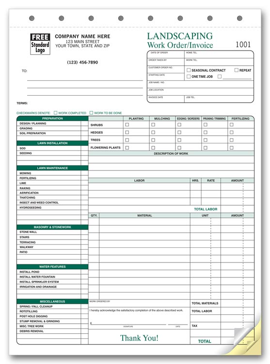 free landscaping invoice template word pdf eforms free 6 sample