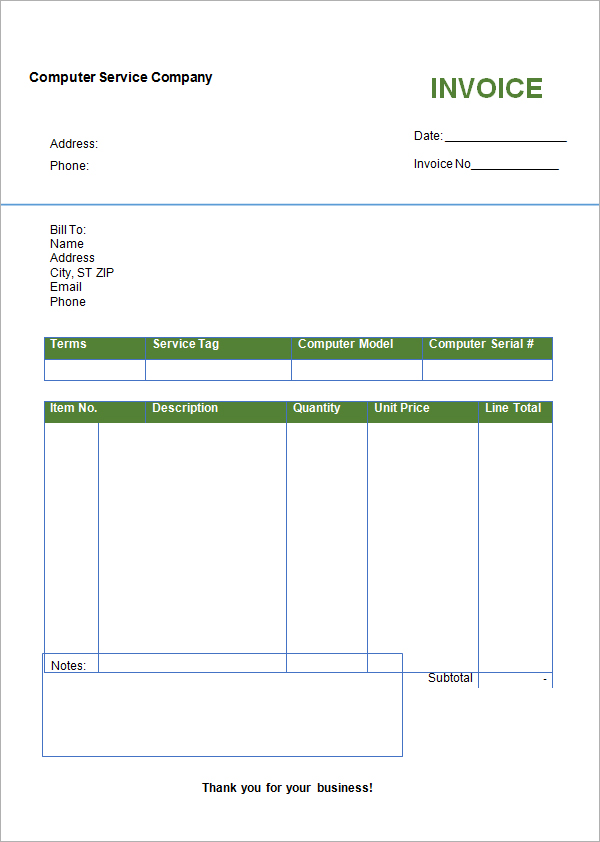 Individual Invoice Template