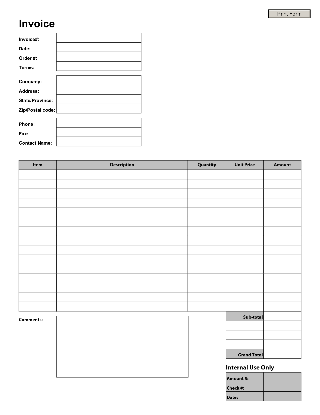 Printable Invoice Template | invoice example
