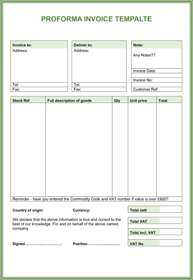 proforma invoice template pdf free download invoice example