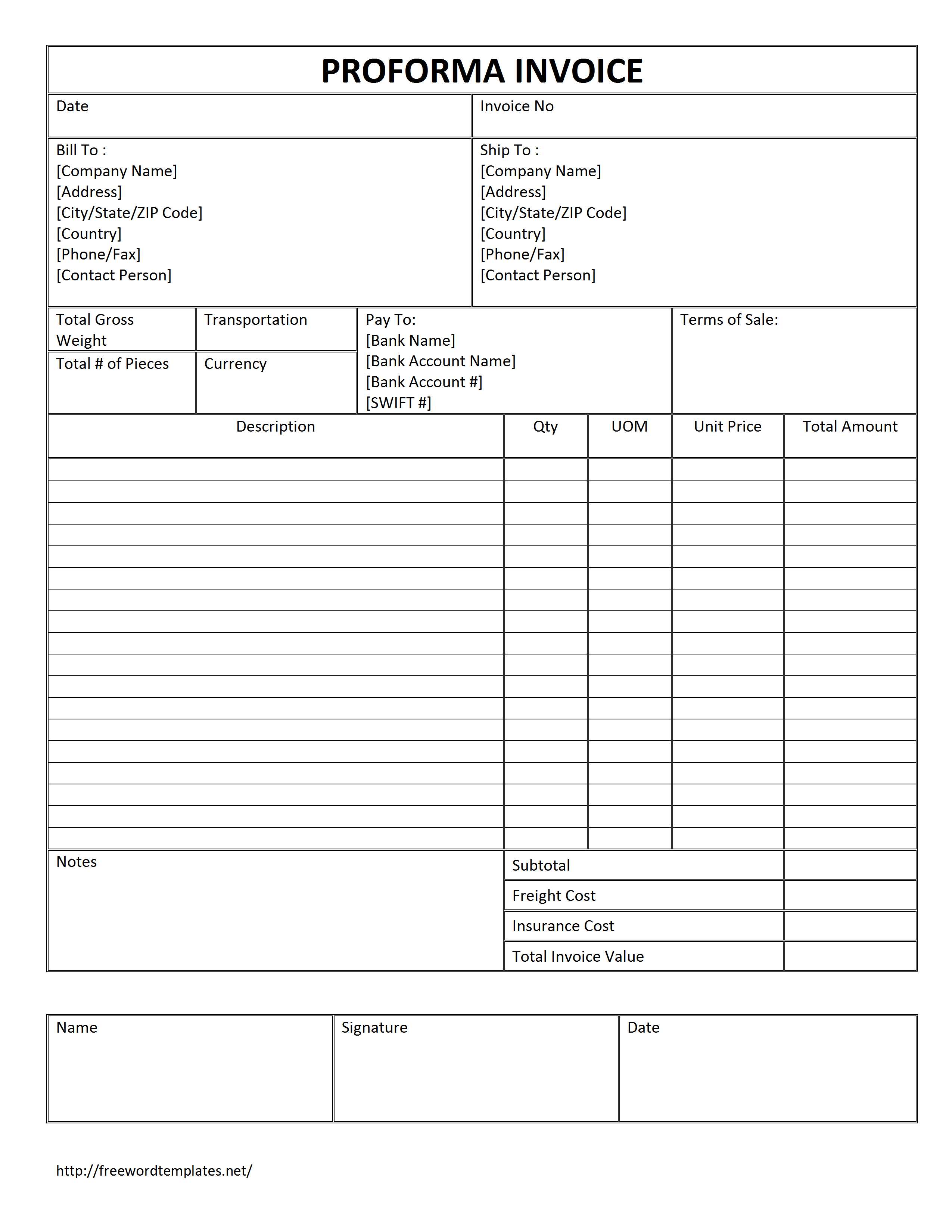 invoice example word