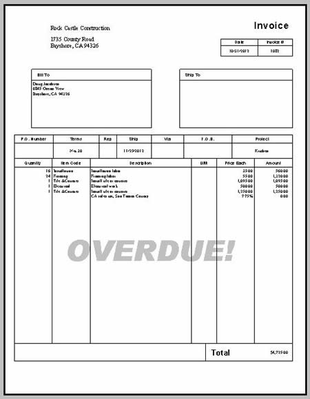 Quickbooks Invoice Template Invoice Example