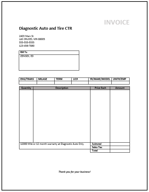 Service Invoice Template Word Download Free Invoice Example
