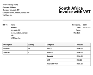 tax invoice template south africa