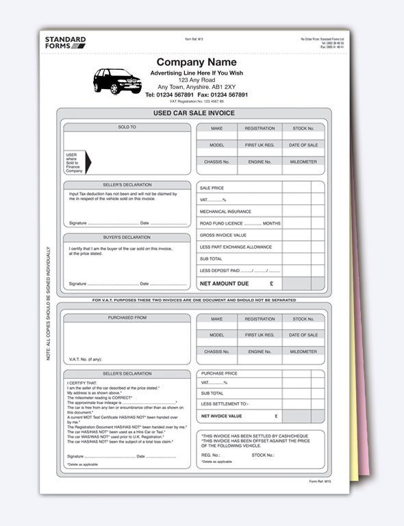 Used Car Invoice Template invoice example