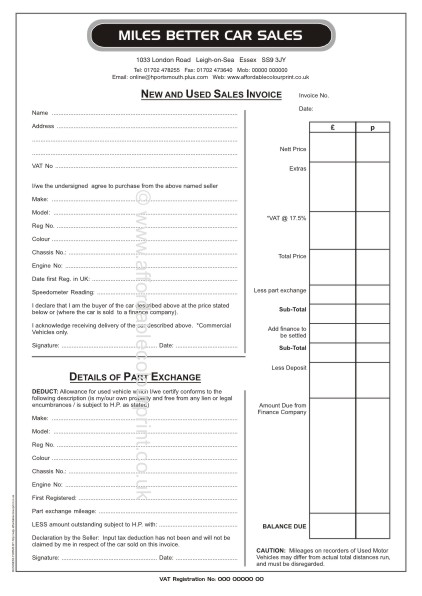 Used Car Sales Invoice Template Uk | invoice example