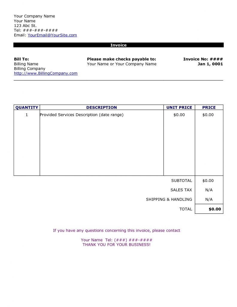 Hvac Invoices Templates