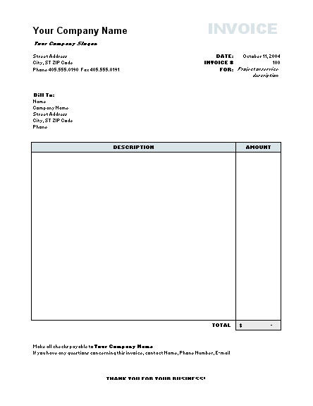 work invoice template word