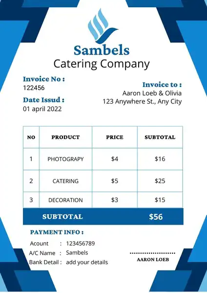 Catering Invoice Template Word 01