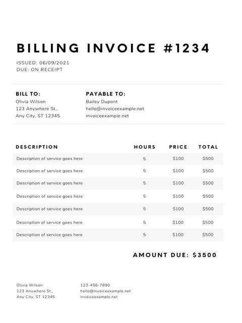 6 + Billing Invoice Template for Excel and Word Free Download | invoice ...
