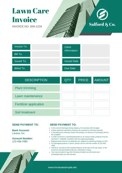 Lawn Care Invoice Template Free