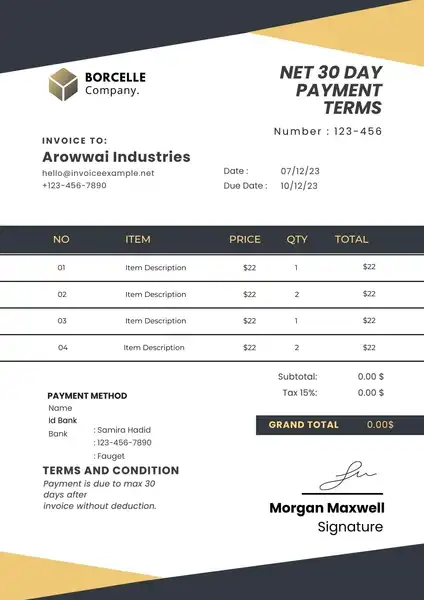 Great Net 30 Day Payment Terms